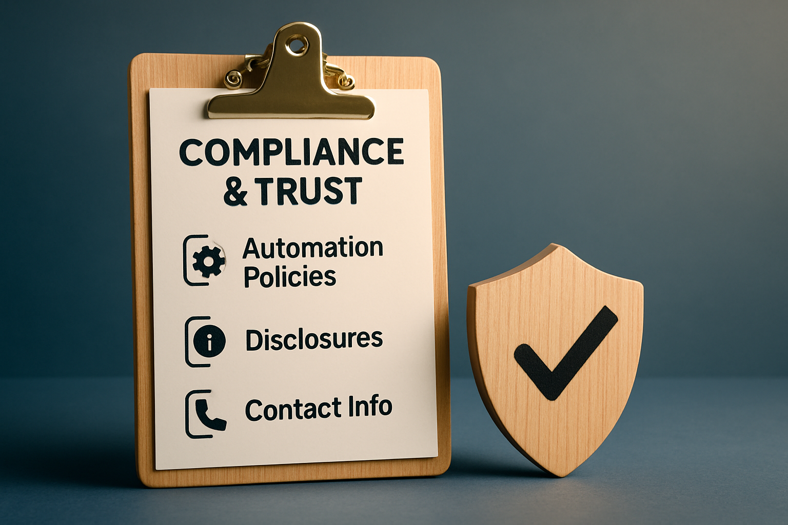 Compliance and trust: automation policies, disclosures, and contact info that protect your blog