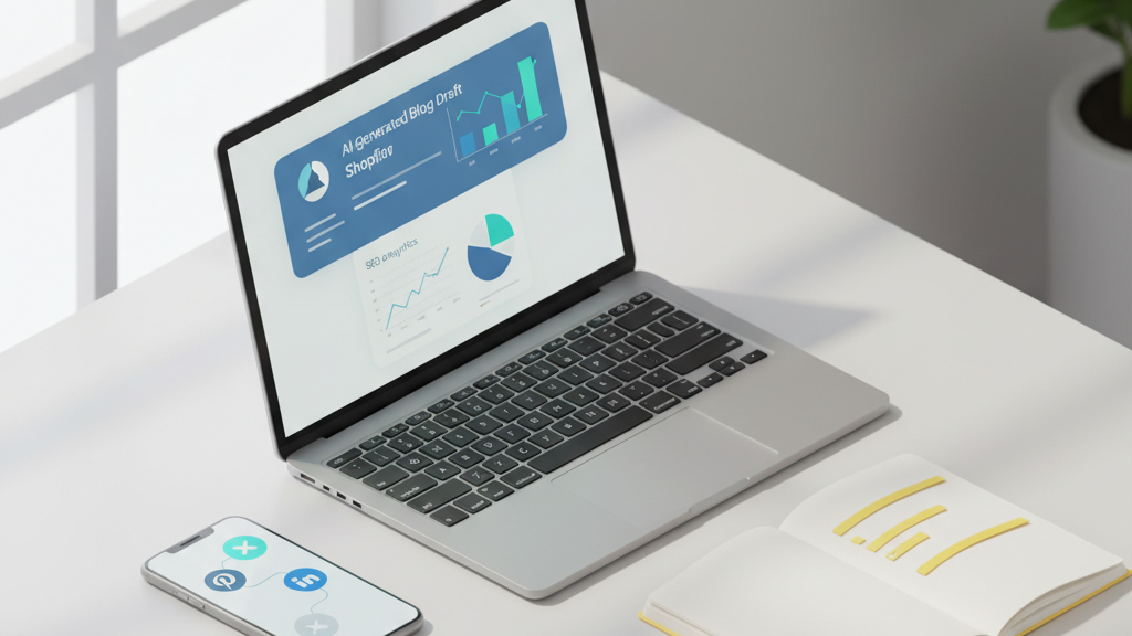 Rédaction IA pour Shopify: articles optimisés SEO et appels à l’action percutants.